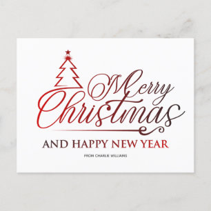 Carte Postale Joyeux Noël et Bonne Année   Typographie