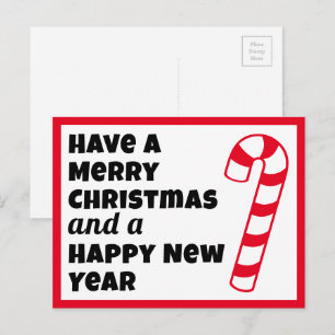 Carte Postale Joyeux Noël et un joyeux Sucre de canne du Nouvel 
