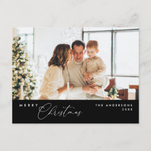 Carte Postale Joyeux Noël Famille Photo, Moderne Romantique