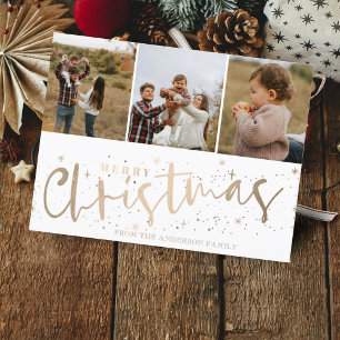 Carte Postale Joyeux Noël Faux Gold 3 Photo Noël