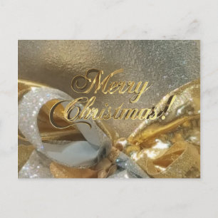 Carte Postale Joyeux Noël Faux Gold Foil Script Élégant chic