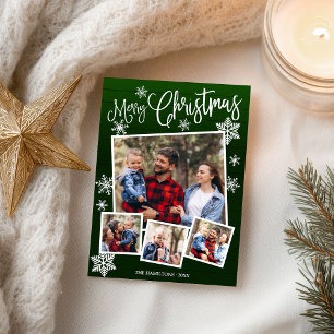 Carte Postale Joyeux Noël Flocon de neige Rustique 4 Photos