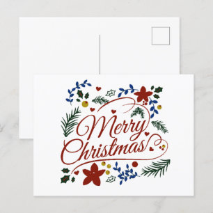 Carte Postale Joyeux Noël floral