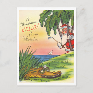 Carte Postale Joyeux Noël Floride Golf Rétro