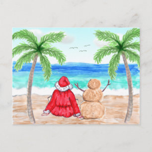 Carte Postale Joyeux Noël Funny Snowbirds Père Noël et Snowman