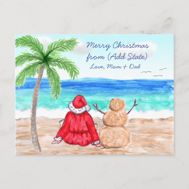 Carte Postale Joyeux Noël Funny Snowbirds Père Noël et Snowman (Devant)