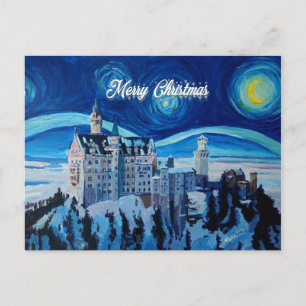 Carte Postale Joyeux Noël hivernal château des merveilles