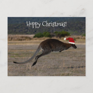 Carte Postale Joyeux Noël Houblonné Kangourou Chapeau Rouge de P