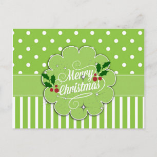 Carte Postale Joyeux Noël, jolies rayures et pois