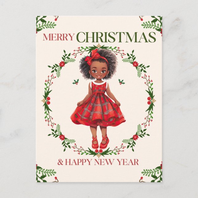 Carte Postale Joyeux Noël & Joyeux Nouvel An Black Girl Magic (Devant)