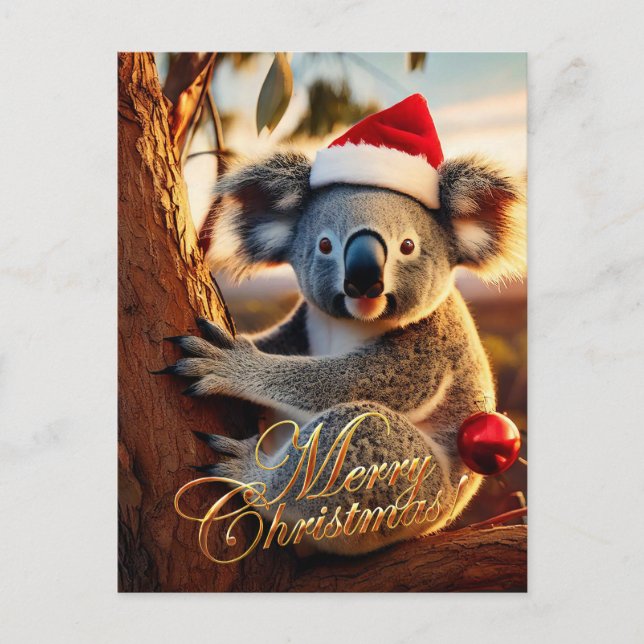 Carte Postale Joyeux Noël Koala assis à Gumtree (Devant)