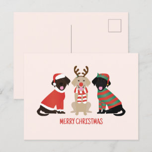 Carte Postale Joyeux Noël Labrador Retriever Dogs