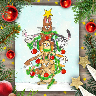 Carte Postale Joyeux Noël Lapins