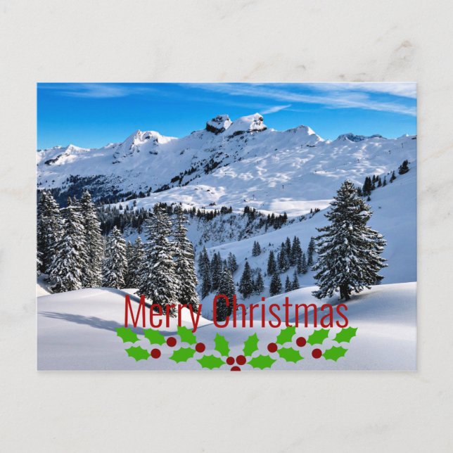 Carte Postale Joyeux Noël - Les contreforts Pittoresques des Alp (Devant)