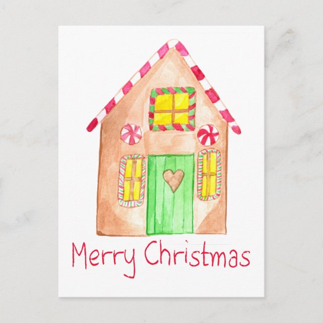 Carte Postale Joyeux Noël Maison en pain d'épices (Devant)