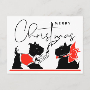 Carte Postale JOYEUX NOËL   Meilleurs Voeux Chiens Écossais