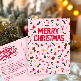 Carte Postale JOYEUX NOËL Mignonne Doodle Whimsical PERSONNALISÉ