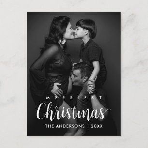 Carte Postale Joyeux Noël Moderne Rustique Photo de Famille 