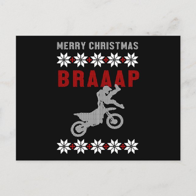 Carte Postale Joyeux Noël Motocross Motocross Laid Christma (Devant)