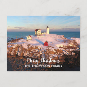 Carte Postale Joyeux Noël Nom de famille Nubble Lighthouse