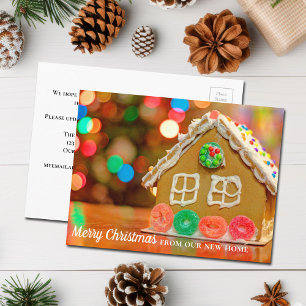 Carte Postale Joyeux Noël Nouvelle Adresse Maison en Pain d'Épic