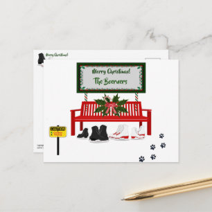 Carte Postale Joyeux Noël Patinage sur glace Voix postale