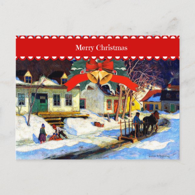 Carte Postale Joyeux Noël, peinture d'art, (Devant)