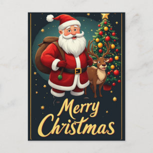 Carte Postale Joyeux Noël Père Noël Classique Illustrations de F