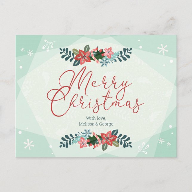 Carte Postale Joyeux Noël personnalisé avec amour Floral (Devant)