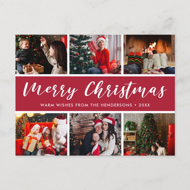 Carte Postale Joyeux Noël Photo Collage Calligraphie (Devant)