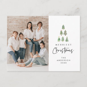 Carte Postale Joyeux Noël, photo de famille au pied du sapin de