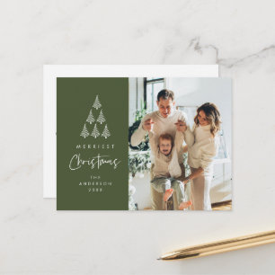 Carte Postale Joyeux Noël, photo de famille au sapin de Noël