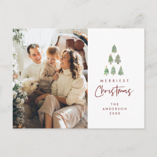 Carte Postale Joyeux Noël, photo de famille au sapin de Noël