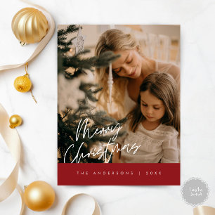 Carte Postale Joyeux Noël Photo de famille, bleu marine