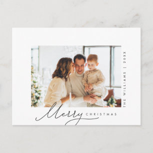 Carte Postale Joyeux Noël, Photo de famille, Écriture minimalist