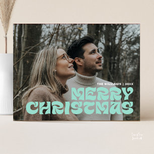 Carte Postale Joyeux Noël Photo de Famille, Élégant Chic et Raff