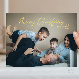 Carte Postale Joyeux Noël Photo de famille Moderne Minimaliste