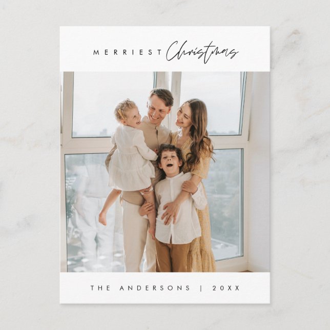 Carte Postale Joyeux Noël, Photo de famille, Salutation de saiso (Devant)