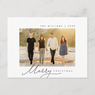Carte Postale Joyeux Noël, Photo de famille, Script minimaliste