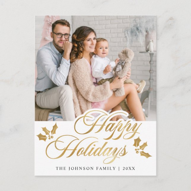 Carte Postale Joyeux Noël PHOTO Happy Holidays Salutation (Devant)