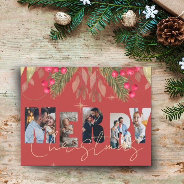Carte Postale Joyeux Noël Photo Rouge Noël (Créateur téléchargé)