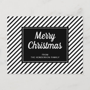 Carte Postale Joyeux Noël Rayures Noires et Blanches