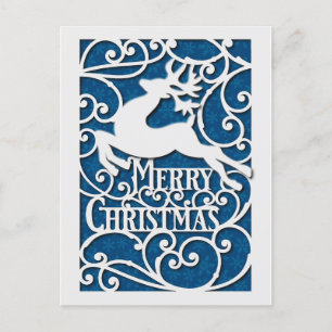 Carte Postale Joyeux Noël Reindeer Silhouettes Snowflake