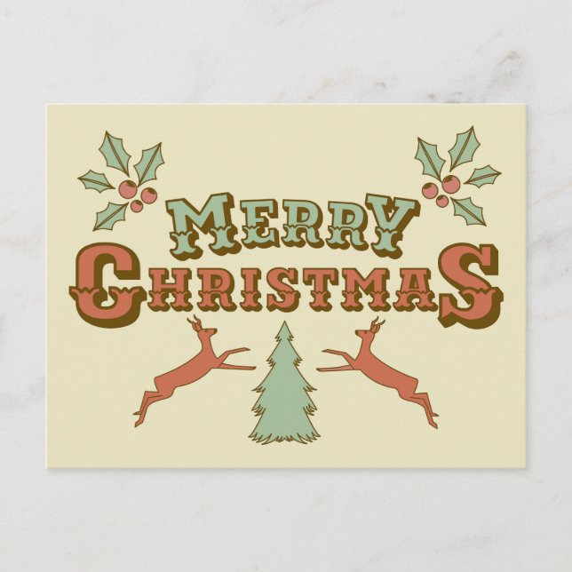 Carte Postale Joyeux Noël Retro (Devant)