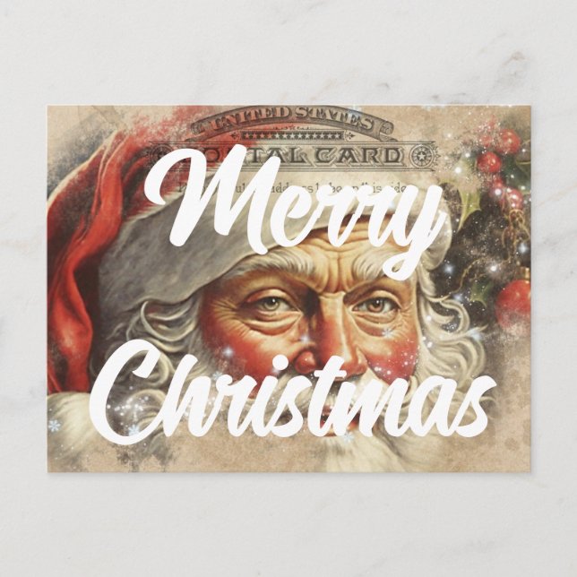 Carte Postale Joyeux Noël Retro Père Noël (Devant)