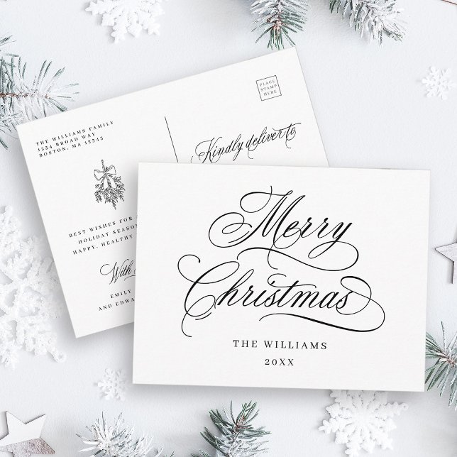 Carte Postale Joyeux Noël romantique (Front & Back)