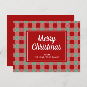 Carte Postale Joyeux Noël Rouge Buffalo Plaid Motif