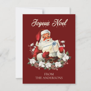 Carte Postale Joyeux Noel Rouge Noël Vintage Père Noël