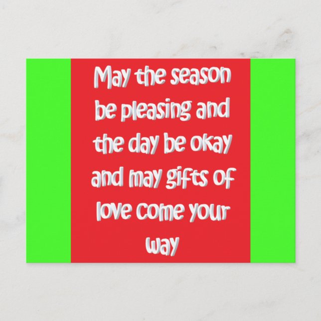 Carte Postale Joyeux Noël rouge vert avec poème (Devant)