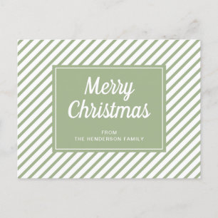 Carte Postale Joyeux Noël Sage Green Stripes